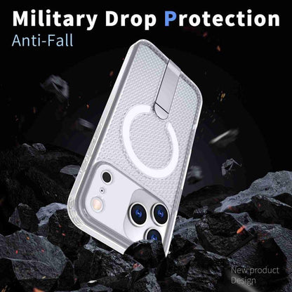 For iPhone 17 Pro Honeycomb Cooling MagSafe Holder Phone Case(Frosted Transparent) - iPhone 17 Pro Cases by buy2fix | Online Shopping UK | buy2fix