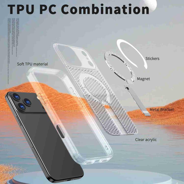 For iPhone 17 Pro Honeycomb Cooling MagSafe Holder Phone Case(Frosted Transparent) - iPhone 17 Pro Cases by buy2fix | Online Shopping UK | buy2fix