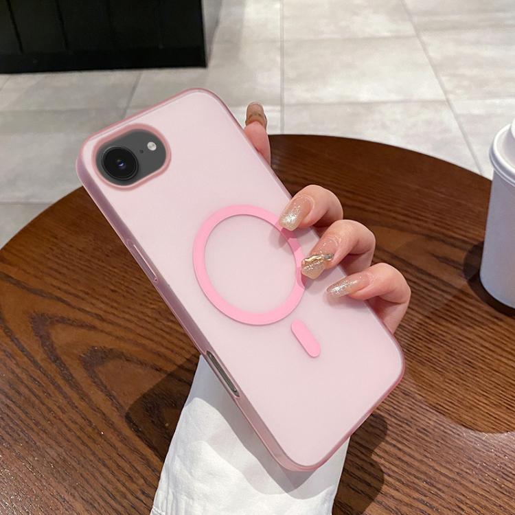 For iPhone 16e Ice Fog MagSafe PC Phone Case(Transparent Pink) - iPhone 16e Cases by buy2fix | Online Shopping UK | buy2fix