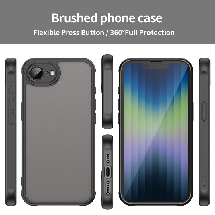 For iPhone 16e Fan Dun Series TPU Hybrid PC Frosted Phone Case(Black) - iPhone 16e Cases by buy2fix | Online Shopping UK | buy2fix