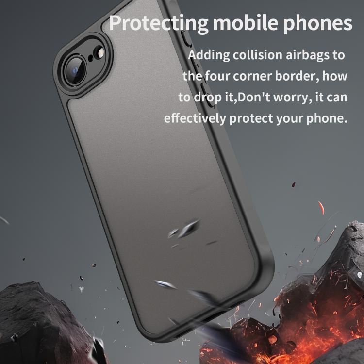 For iPhone 16e Fan Dun Series TPU Hybrid PC Frosted Phone Case(Black) - iPhone 16e Cases by buy2fix | Online Shopping UK | buy2fix