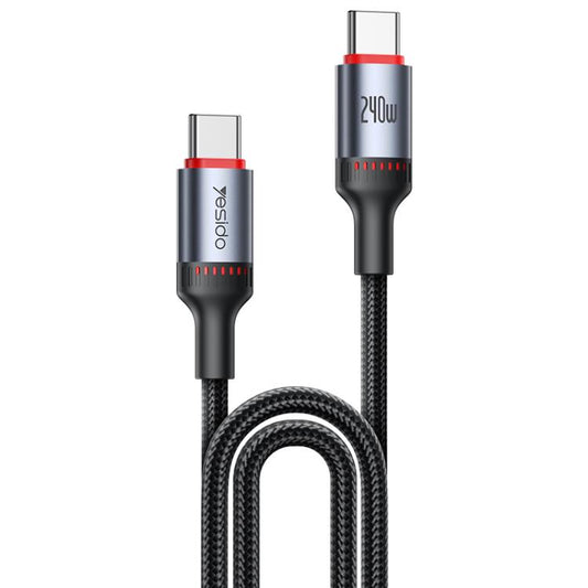 Yesido CA186 240W Type-C to Type-C Aluminum Alloy Data Cable, Length: 2m(Black) - USB-C & Type-C Cable by Yesido | Online Shopping UK | buy2fix