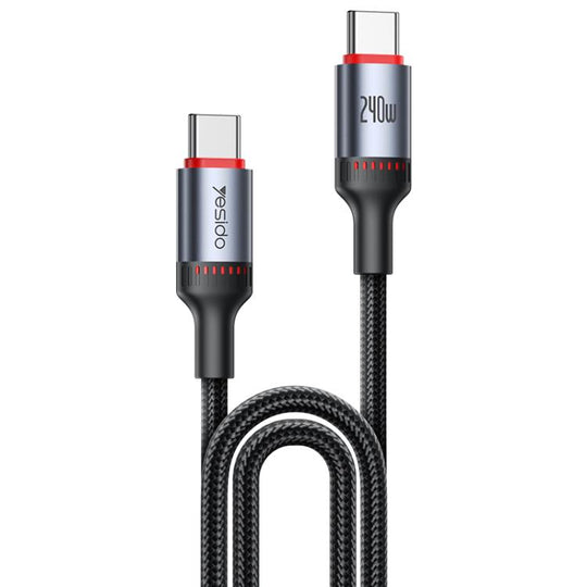 Yesido CA186 240W Type-C to Type-C Aluminum Alloy Data Cable, Length: 2m(Black)