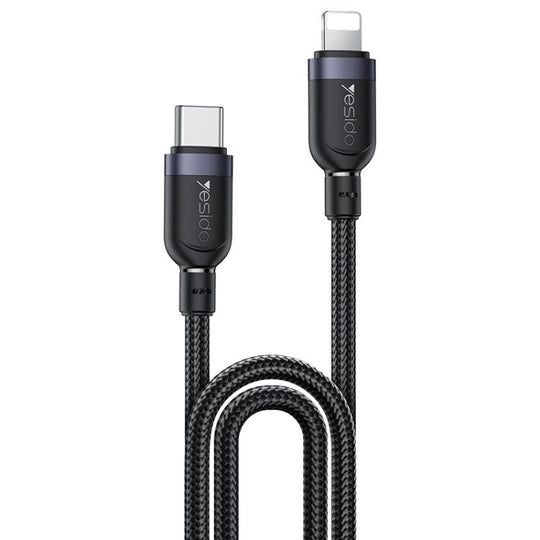 Yesido CA191 27W Type-C to 8 Pin Aluminum Alloy Data Cable, Length: 2m(Black)
