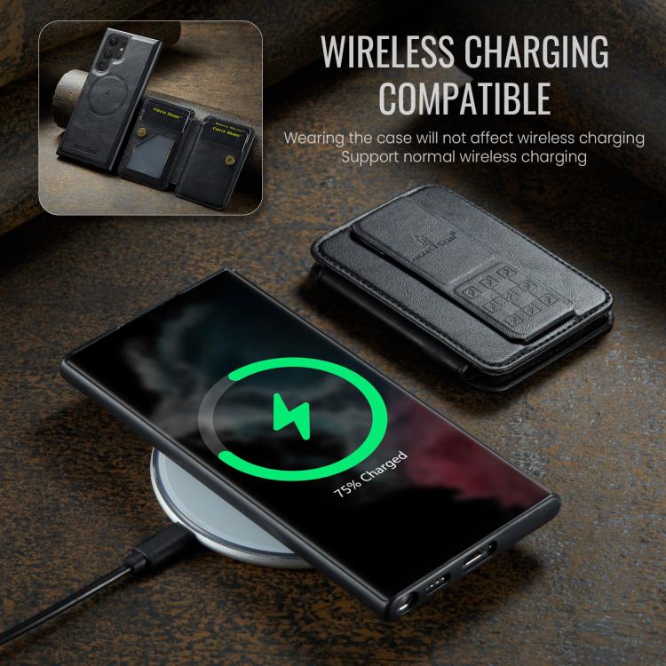 For Samsung Galaxy S25 Ultra 5G Fierre Shann FS028 MagSafe RFID Card Holder Back Phone Case(Black) - Galaxy S25 Ultra 5G Cases by FIERRE SHANN | Online Shopping UK | buy2fix