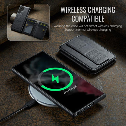 For Samsung Galaxy S25 Ultra 5G Fierre Shann FS028 MagSafe RFID Card Holder Back Phone Case(Black) - Galaxy S25 Ultra 5G Cases by FIERRE SHANN | Online Shopping UK | buy2fix