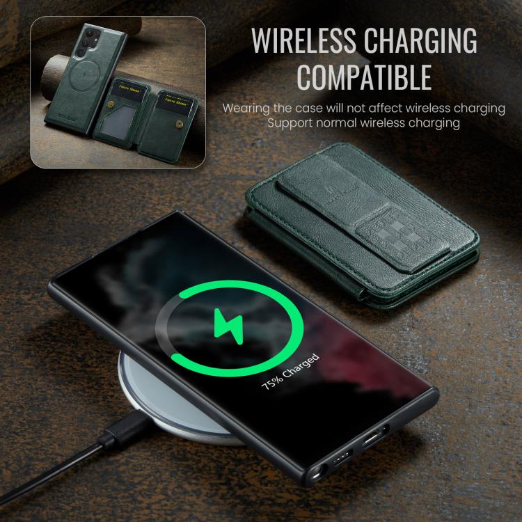 For Samsung Galaxy S25 Ultra 5G Fierre Shann FS028 MagSafe RFID Card Holder Back Phone Case(Green) - Galaxy S25 Ultra 5G Cases by FIERRE SHANN | Online Shopping UK | buy2fix