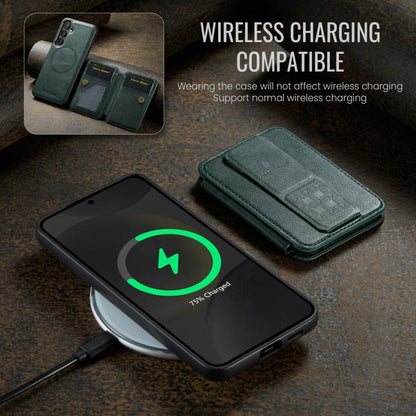For Samsung Galaxy S25 5G Fierre Shann FS028 MagSafe RFID Card Holder Back Phone Case(Green) - Galaxy S25 5G Cases by FIERRE SHANN | Online Shopping UK | buy2fix