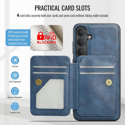 For Samsung Galaxy S25 5G Fierre Shann FS028 MagSafe RFID Card Holder Back Phone Case(Blue) - Galaxy S25 5G Cases by FIERRE SHANN | Online Shopping UK | buy2fix