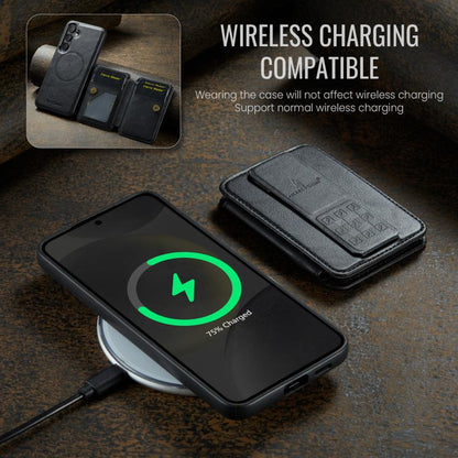 For Samsung Galaxy S25+ 5G Fierre Shann FS028 MagSafe RFID Card Holder Back Phone Case(Black) - Galaxy S25+ 5G Cases by FIERRE SHANN | Online Shopping UK | buy2fix
