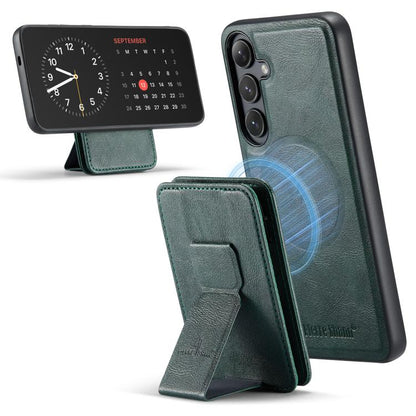 For Samsung Galaxy S25+ 5G Fierre Shann FS028 MagSafe RFID Card Holder Back Phone Case(Green) - Galaxy S25+ 5G Cases by FIERRE SHANN | Online Shopping UK | buy2fix