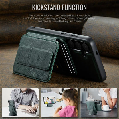 For Samsung Galaxy S25+ 5G Fierre Shann FS028 MagSafe RFID Card Holder Back Phone Case(Green) - Galaxy S25+ 5G Cases by FIERRE SHANN | Online Shopping UK | buy2fix