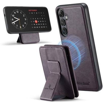 For Samsung Galaxy S25+ 5G Fierre Shann FS028 MagSafe RFID Card Holder Back Phone Case(Purple) - Galaxy S25+ 5G Cases by FIERRE SHANN | Online Shopping UK | buy2fix