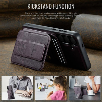 For Samsung Galaxy S25+ 5G Fierre Shann FS028 MagSafe RFID Card Holder Back Phone Case(Purple) - Galaxy S25+ 5G Cases by FIERRE SHANN | Online Shopping UK | buy2fix