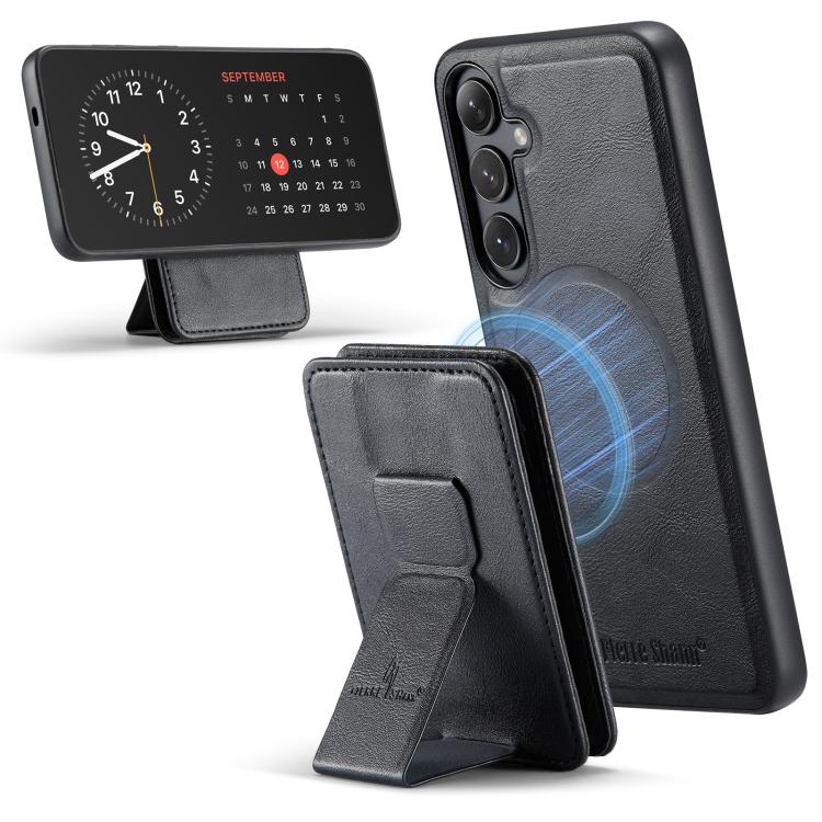 For Samsung Galaxy S24 FE 5G Fierre Shann FS028 MagSafe RFID Card Holder Back Phone Case(Black) - Galaxy S24 FE 5G Cases by FIERRE SHANN | Online Shopping UK | buy2fix