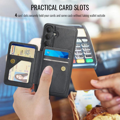 For Samsung Galaxy S24 FE 5G Fierre Shann FS028 MagSafe RFID Card Holder Back Phone Case(Black) - Galaxy S24 FE 5G Cases by FIERRE SHANN | Online Shopping UK | buy2fix