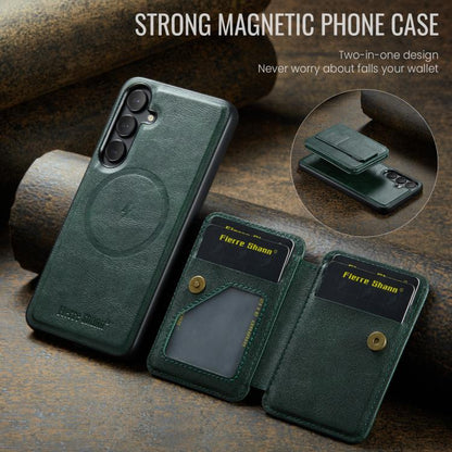 For Samsung Galaxy S24 FE 5G Fierre Shann FS028 MagSafe RFID Card Holder Back Phone Case(Green) - Galaxy S24 FE 5G Cases by FIERRE SHANN | Online Shopping UK | buy2fix