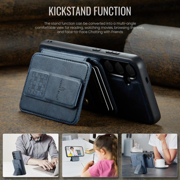 For Samsung Galaxy S24 FE 5G Fierre Shann FS028 MagSafe RFID Card Holder Back Phone Case(Blue) - Galaxy S24 FE 5G Cases by FIERRE SHANN | Online Shopping UK | buy2fix