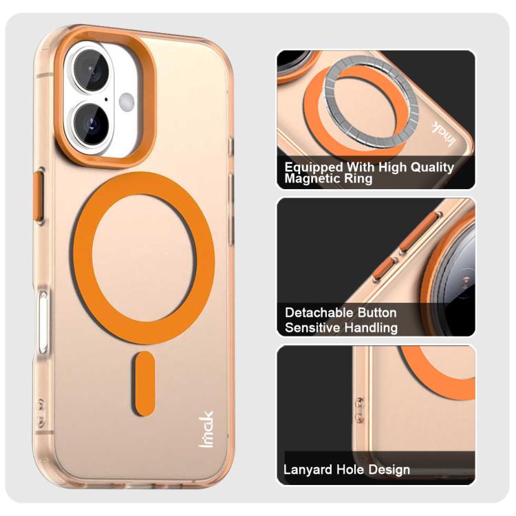 For iPhone 16 IMAK Candy Series Shockproof MagSafe Phone Case(Orange) - iPhone 16 Cases by imak | Online Shopping UK | buy2fix