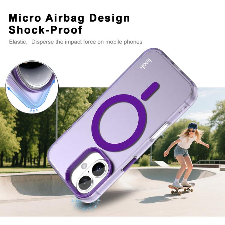 For iPhone 16 IMAK Candy Series Shockproof MagSafe Phone Case(Purple) - iPhone 16 Cases by imak | Online Shopping UK | buy2fix