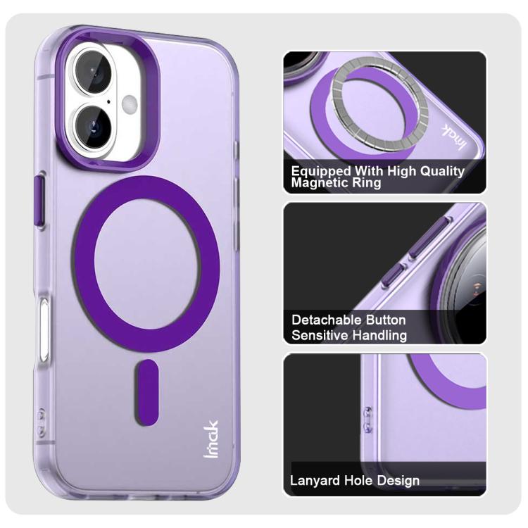 For iPhone 16 IMAK Candy Series Shockproof MagSafe Phone Case(Purple) - iPhone 16 Cases by imak | Online Shopping UK | buy2fix