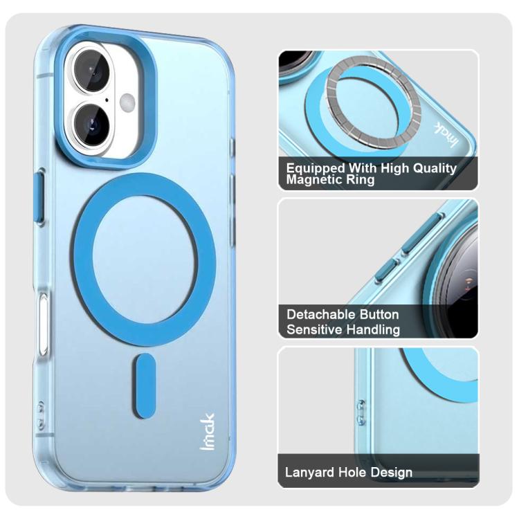 For iPhone 16 Plus IMAK Candy Series Shockproof MagSafe Phone Case(Blue) - iPhone 16 Plus Cases by imak | Online Shopping UK | buy2fix