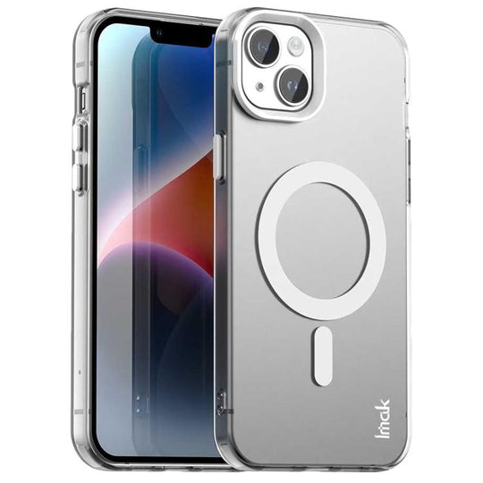 For iPhone 15 Plus IMAK Candy Series Shockproof MagSafe Phone Case(White)