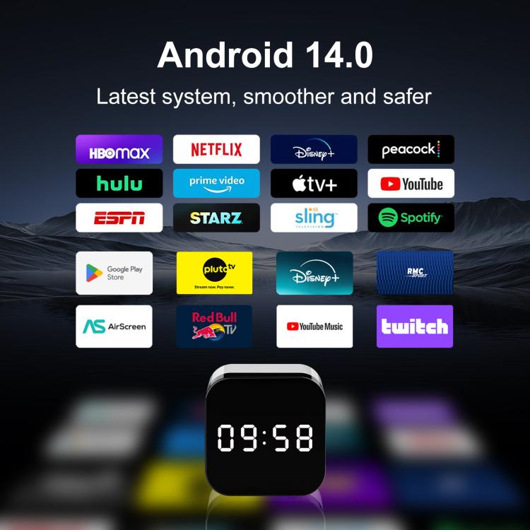H96Max 8K UHD Android 14 Smart TV Box with Remote Control, 4GB+128GB, Allwinner H728 Octa-Core(US Plug) - Others by buy2fix | Online Shopping UK | buy2fix