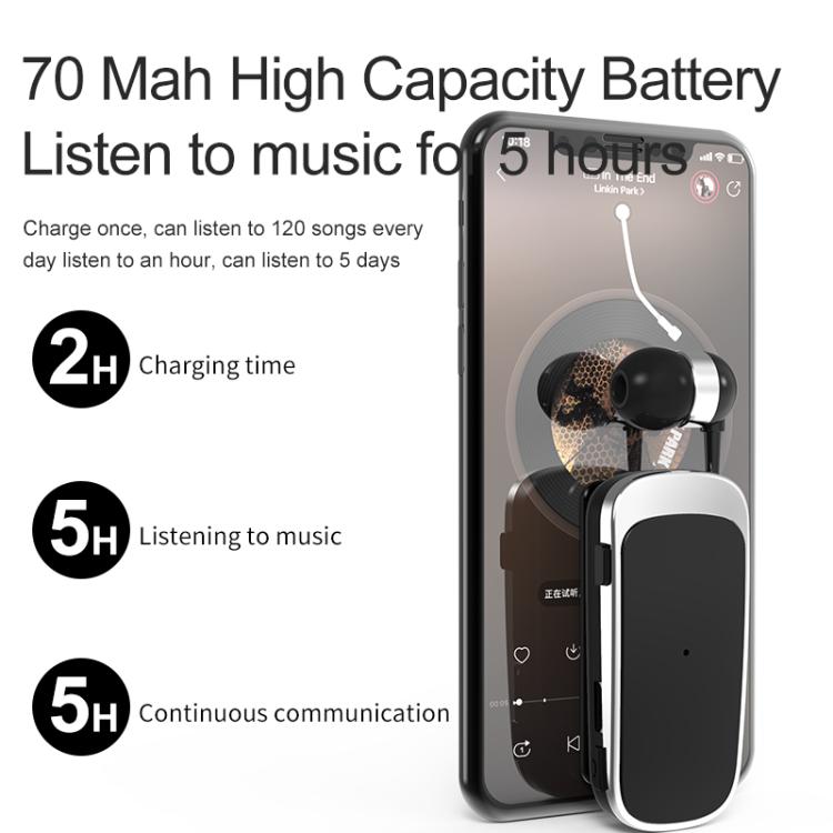 K52 Business Lavalier Retractable Cable Bluetooth Earphone(Black) - Bluetooth Earphone by buy2fix | Online Shopping UK | buy2fix