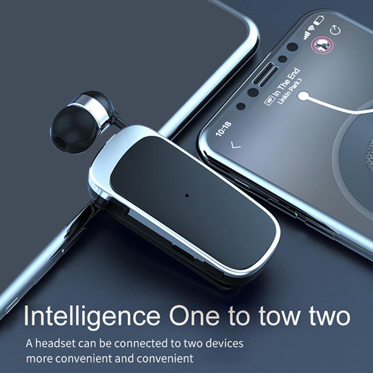 K52 Business Lavalier Retractable Cable Bluetooth Earphone(Black Silver) - Bluetooth Earphone by buy2fix | Online Shopping UK | buy2fix