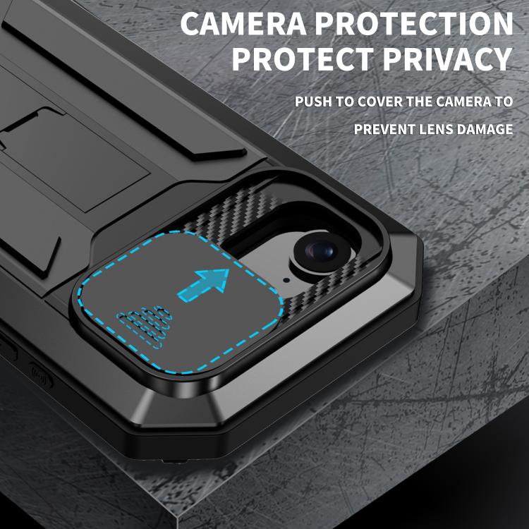 For iPhone 16e Sliding Camera IP68 Waterproof Holder Phone Case(Black) - iPhone 16e Cases by buy2fix | Online Shopping UK | buy2fix