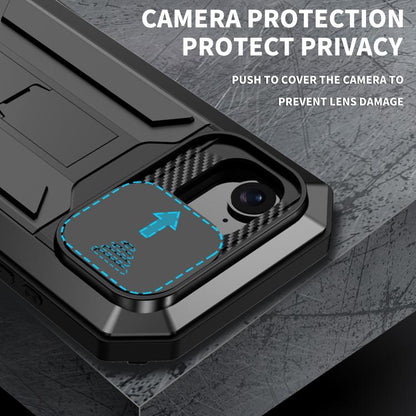 For iPhone 16e Sliding Camera IP68 Waterproof Holder Phone Case(Black) - iPhone 16e Cases by buy2fix | Online Shopping UK | buy2fix
