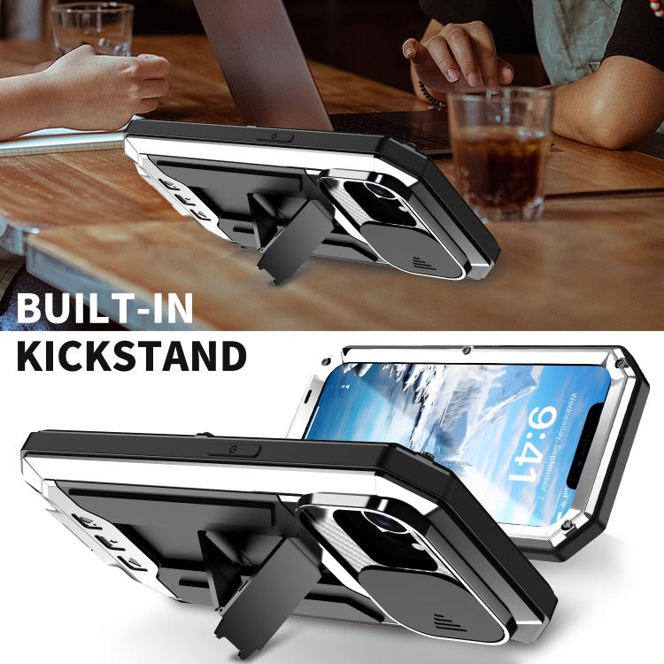 For iPhone 16e Sliding Camera IP68 Waterproof Holder Phone Case(Silver) - iPhone 16e Cases by buy2fix | Online Shopping UK | buy2fix