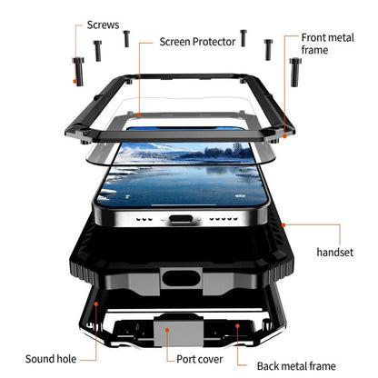 For iPhone 16e IP68 Waterproof Dustproof Shockproof Holder Phone Case(Black) - iPhone 16e Cases by buy2fix | Online Shopping UK | buy2fix
