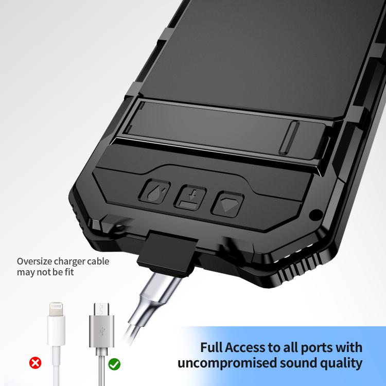 For iPhone 16e IP68 Waterproof Dustproof Shockproof Holder Phone Case(Black) - iPhone 16e Cases by buy2fix | Online Shopping UK | buy2fix