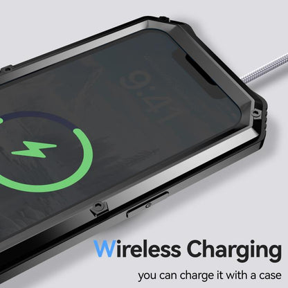 For iPhone 16e IP68 Waterproof Dustproof Shockproof Holder Phone Case(Black) - iPhone 16e Cases by buy2fix | Online Shopping UK | buy2fix