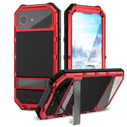 For iPhone 16e IP68 Waterproof Dustproof Shockproof Holder Phone Case(Red) - iPhone 16e Cases by buy2fix | Online Shopping UK | buy2fix