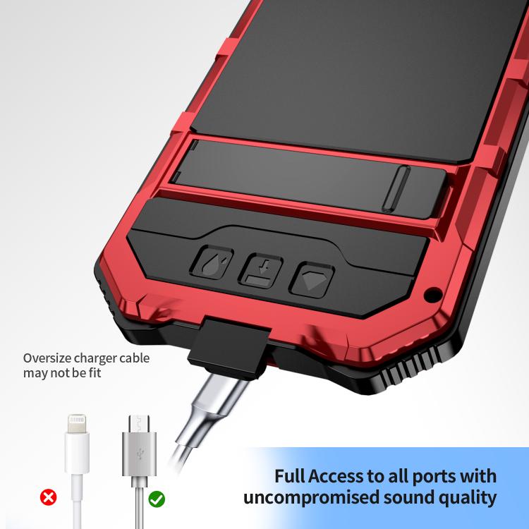 For iPhone 16e IP68 Waterproof Dustproof Shockproof Holder Phone Case(Red) - iPhone 16e Cases by buy2fix | Online Shopping UK | buy2fix