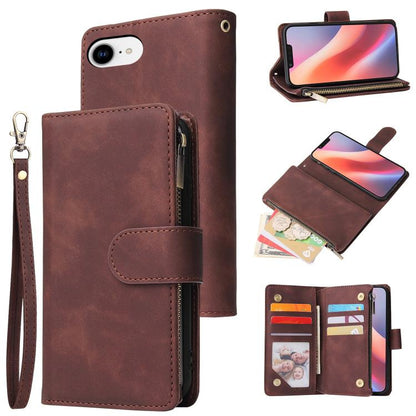 For iPhone 16e Multifunctional Multi-Card Wallet Phone Leather Case(Coffee) - iPhone 16e Cases by buy2fix | Online Shopping UK | buy2fix