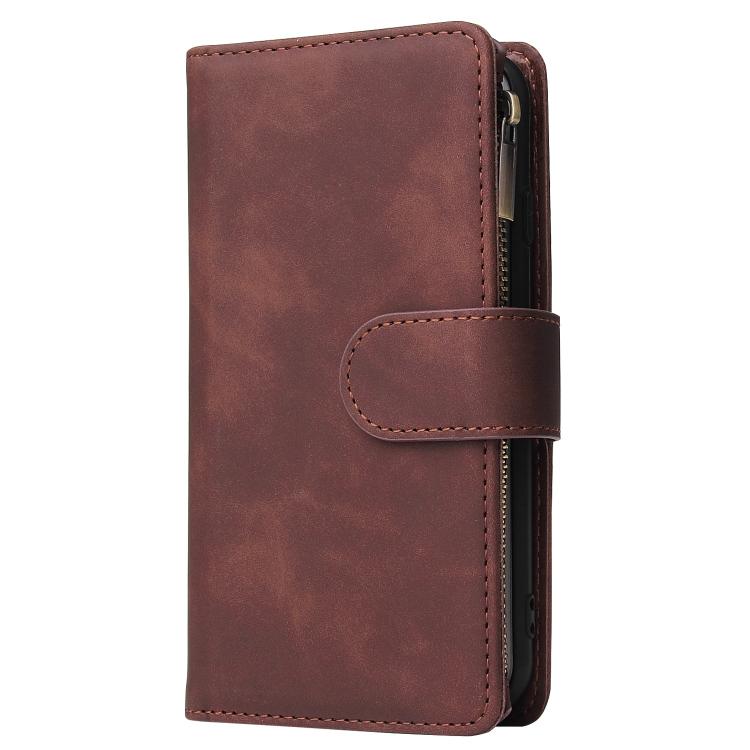 For iPhone 16e Multifunctional Multi-Card Wallet Phone Leather Case(Coffee) - iPhone 16e Cases by buy2fix | Online Shopping UK | buy2fix