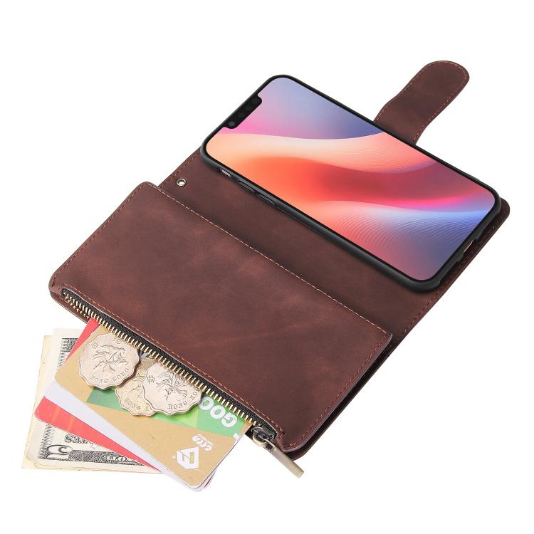 For iPhone 16e Multifunctional Multi-Card Wallet Phone Leather Case(Coffee) - iPhone 16e Cases by buy2fix | Online Shopping UK | buy2fix