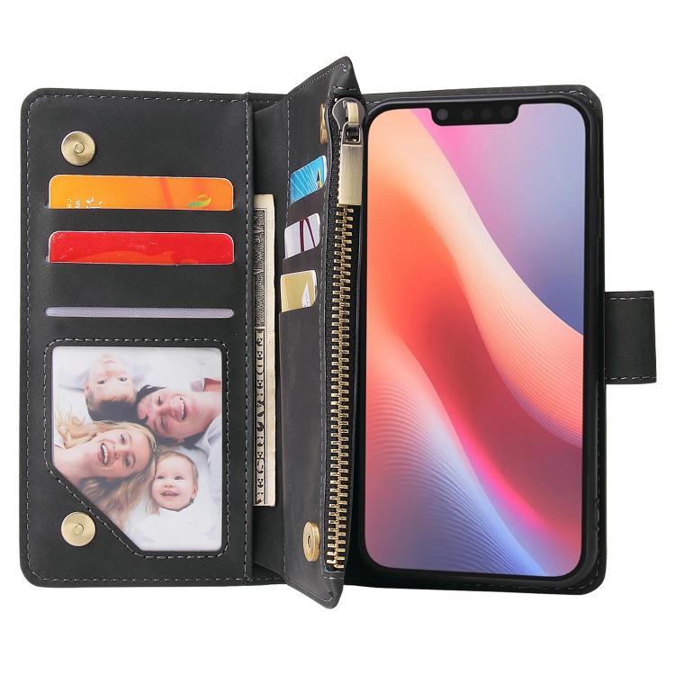 For iPhone 16e Multifunctional Multi-Card Wallet Phone Leather Case(Black) - iPhone 16e Cases by buy2fix | Online Shopping UK | buy2fix
