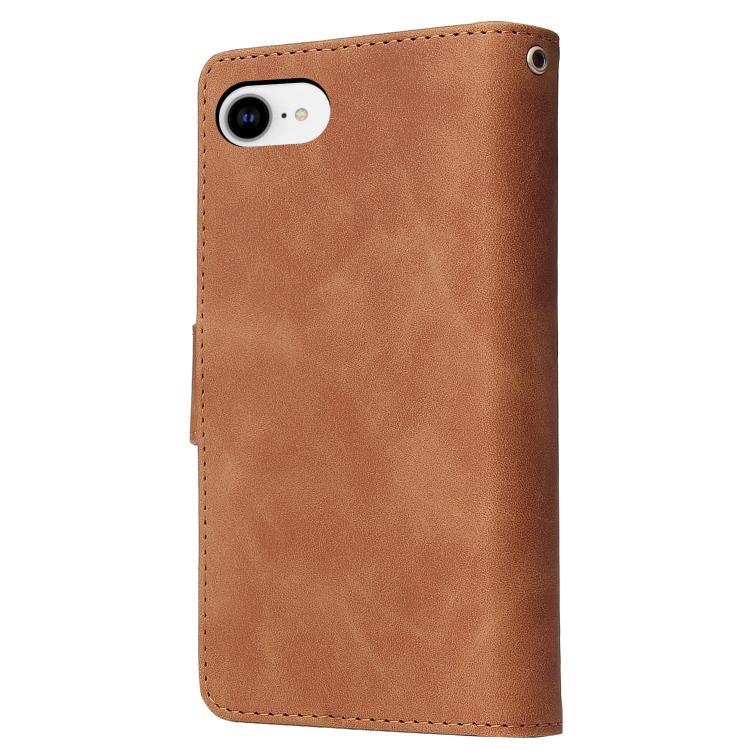 For iPhone 16e Multifunctional Multi-Card Wallet Phone Leather Case(Brown) - iPhone 16e Cases by buy2fix | Online Shopping UK | buy2fix