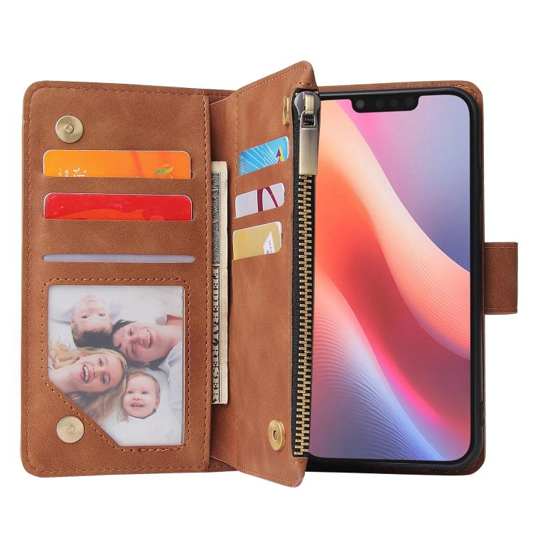 For iPhone 16e Multifunctional Multi-Card Wallet Phone Leather Case(Brown) - iPhone 16e Cases by buy2fix | Online Shopping UK | buy2fix