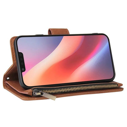 For iPhone 16e Multifunctional Multi-Card Wallet Phone Leather Case(Brown) - iPhone 16e Cases by buy2fix | Online Shopping UK | buy2fix