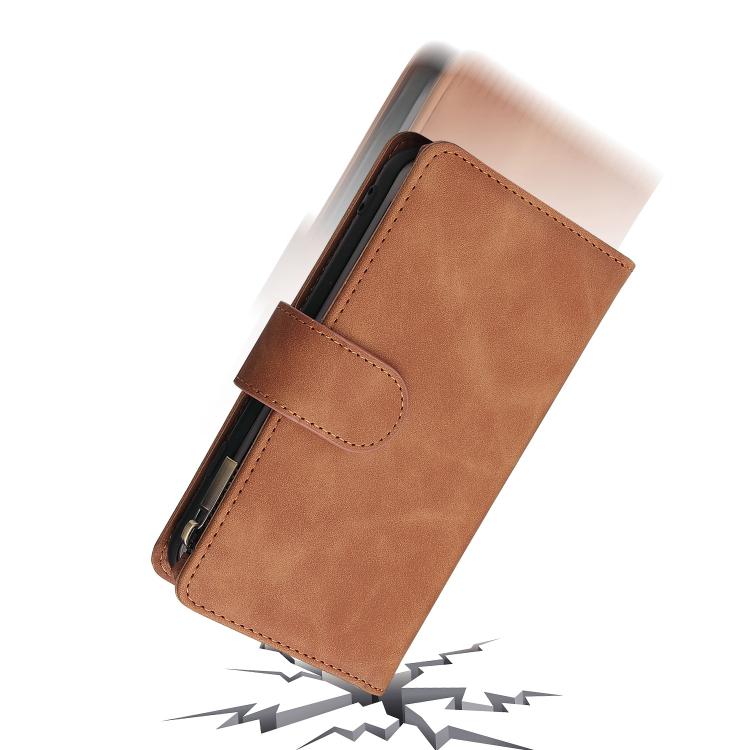 For iPhone 16e Multifunctional Multi-Card Wallet Phone Leather Case(Brown) - iPhone 16e Cases by buy2fix | Online Shopping UK | buy2fix