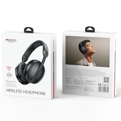 Yesido EP08 ANC Noise Reduction Bluetooth Headphones(Black) - Headset & Headphone by Yesido | Online Shopping UK | buy2fix