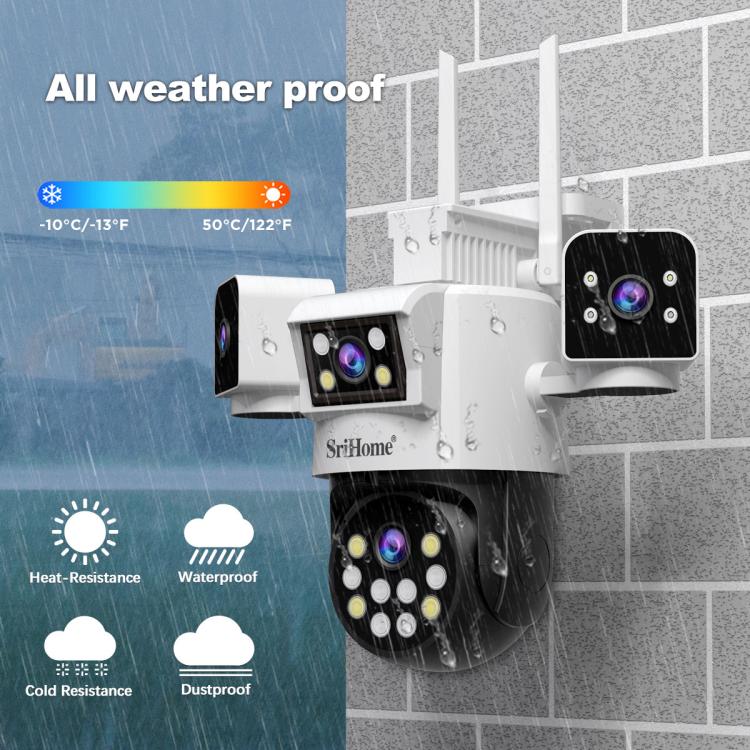 SriHome SH066 8MP HD Quad Lens Security Camera, Support Full Color Night Vision / Two-way Audio(US Plug) - Wireless Camera by SriHome | Online Shopping UK | buy2fix