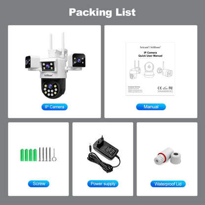 SriHome SH066 8MP HD Quad Lens Security Camera, Support Full Color Night Vision / Two-way Audio(US Plug) - Wireless Camera by SriHome | Online Shopping UK | buy2fix