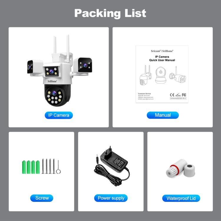 SriHome SH066 8MP HD Quad Lens Security Camera, Support Full Color Night Vision / Two-way Audio(EU Plug) - Wireless Camera by SriHome | Online Shopping UK | buy2fix